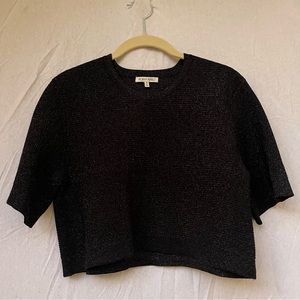 Ronny Kobo Cropped Sparkly Blouse in black
